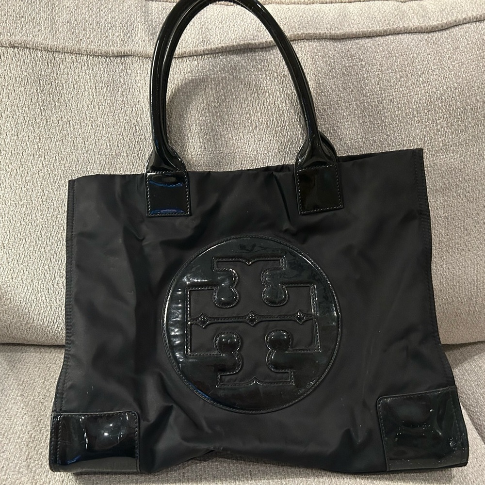 Tory Burch Black Tote Bag with Logo